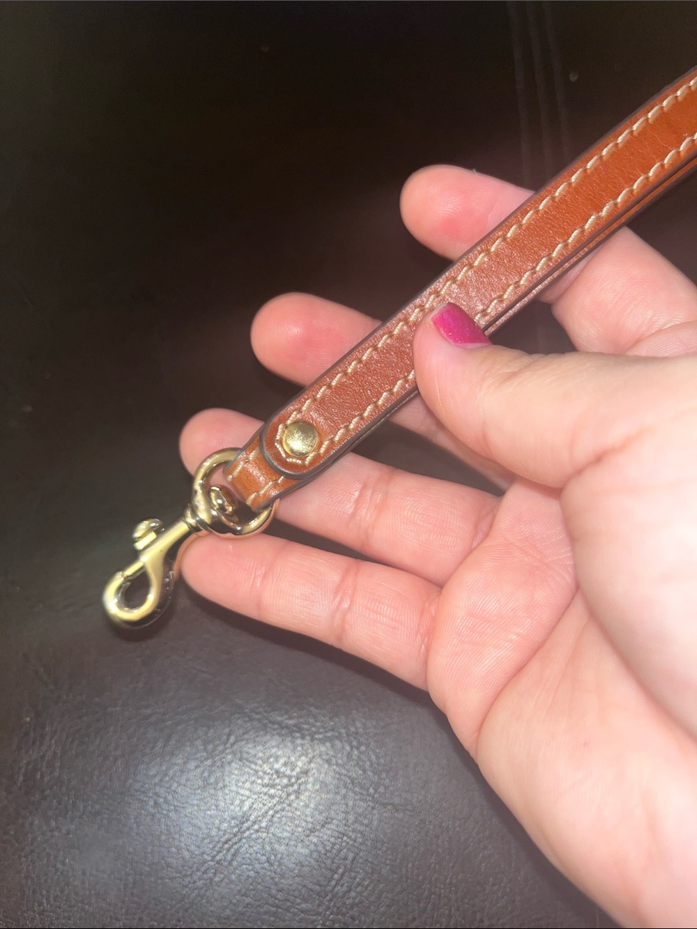 Leather Wristlet Strap - Brown with Gold Hardware